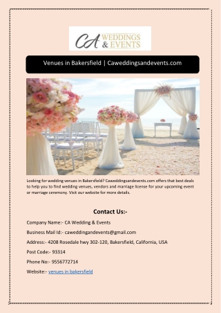 Venues in Bakersfield | Caweddingsandevents.com