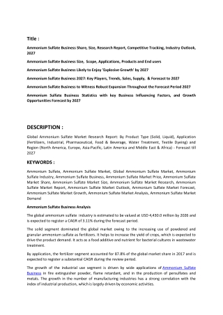 Ammonium sulfate Market Analysis.docx