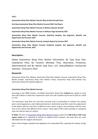 Automotive Wrap Films Market Analysis.docx