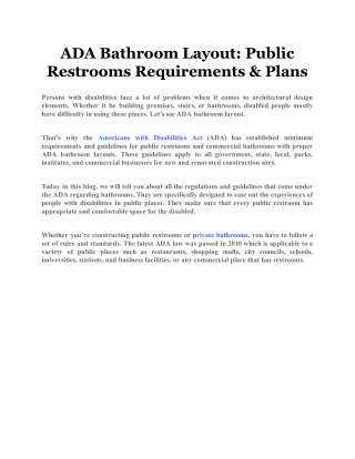 ADA Bathroom Layout Public Restrooms Requirements & Plans