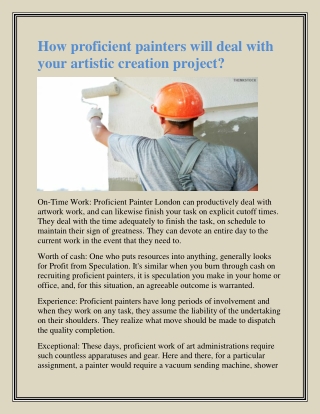 How proficient painters will deal with your artistic creation project