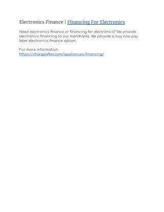 Electronics Finance | Financing For Electronics