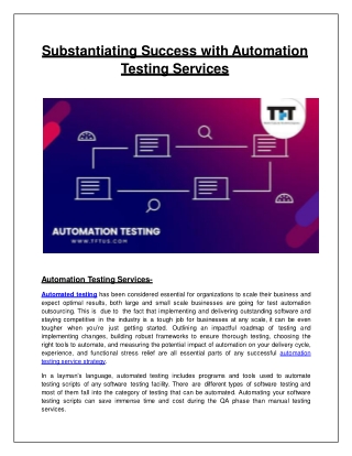 Substantiating Success with Automation Testing Services