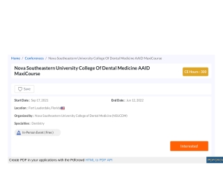 Nova Southeastern University College Of Dental Medicine AAID MaxiCourse