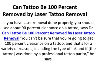 Can Tattoo Be 100 Percent Removed by Laser