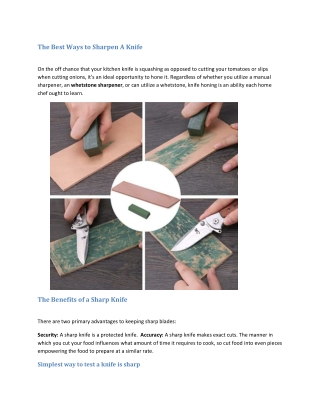 Is a whetstone The best way to sharpen knives