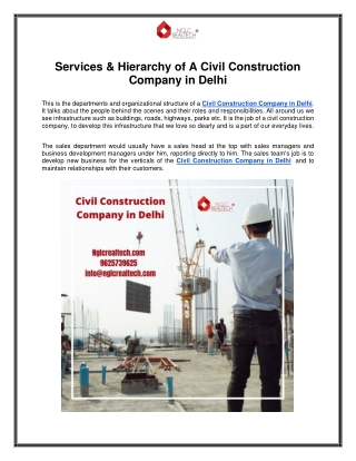 Services & Hierarchy of A Civil Construction Company in Delhi