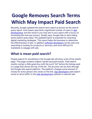 Google Removes Search Terms Which May Impact Paid Search