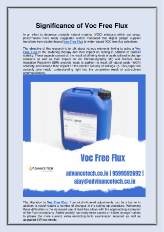 Significance of Voc Free Flux