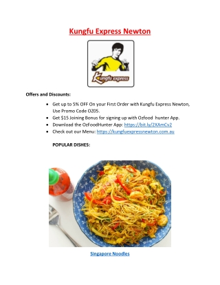 5% Off - Kungfu Express Chinese Newton Restaurant Menu, SA