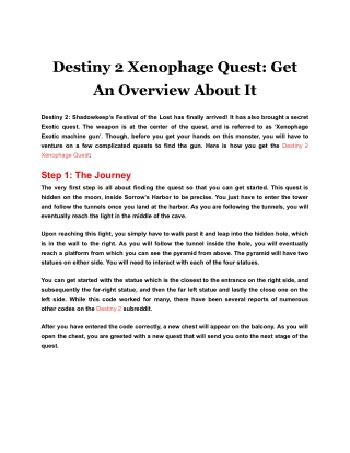 Destiny 2 Xenophage Quest Get An Overview About It