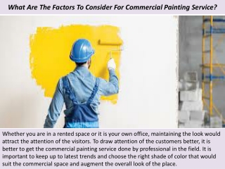 Commercial Painting Services Santa Barbara - What Are The Factors To Consider For Commercial Painting Service