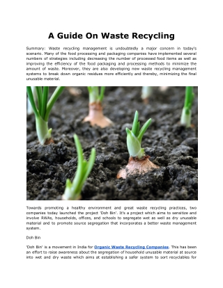 Organic Waste Recycling Companies