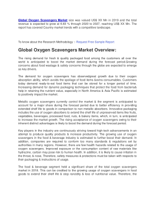 Global Oxygen Scavengers Market size was valued US