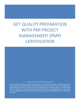 Get Quality Preparation with PMI Project Management (PMP) Certification