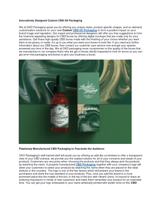 Innovatively designed Custom CBD Oil Packaging