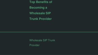 Top Benefits of Becoming a Wholesale SIP Trunk Provider