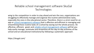 Reliable school management software SkuGal Technologies