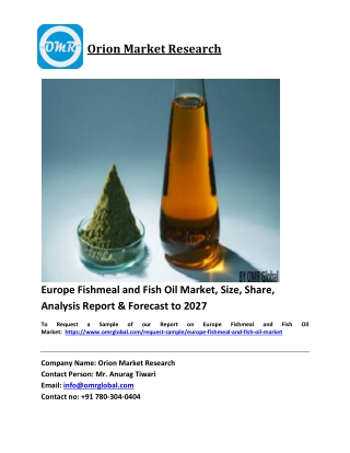 Europe Fishmeal and Fish Oil Market Trends, Size, Competitive Analysis and Forec