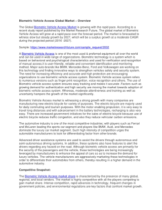 Biometric Vehicle Access Global Market