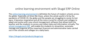 online learning environment with Skugal ERP Online