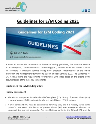 Guidelines for E/M Coding 2021