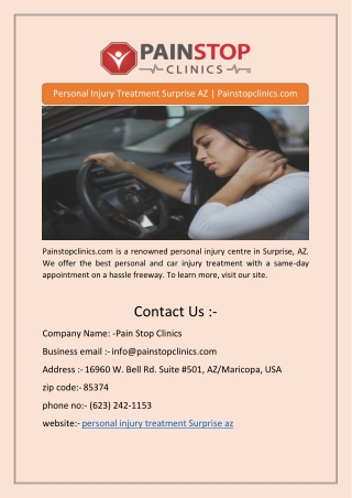 Personal Injury Treatment Surprise AZ | Painstopclinics.com