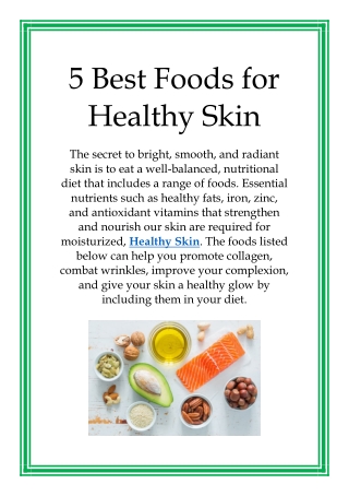 5 Best Foods for Healthy Skin