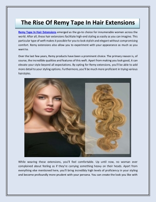 The Rise Of Remy Tape In Hair Extensions