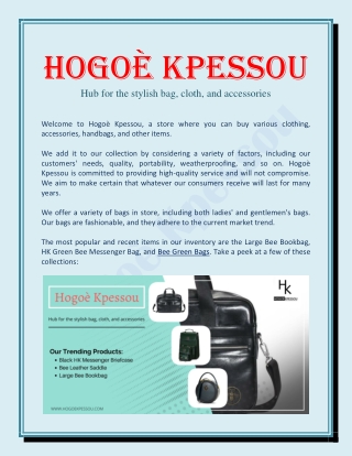 Hogoè Kpessou | Hub for the stylish bag, cloth, and accessories