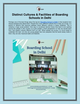 Distinct Cultures & Facilities of Boarding Schools in Delhi