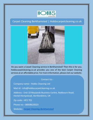 Carpet Cleaning Berkhamsted | Hobbscarpetcleaning.co.uk