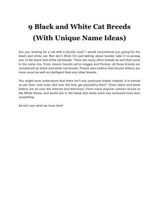9 Black and White Cat Breeds (With Unique Name Ideas)