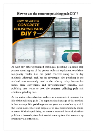 The concrete polishing pads are worth trying products