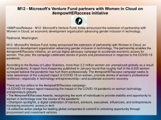 M12 - Microsoft’s Venture Fund partners with Women in Cloud on #empowHERaccess i