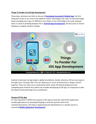 Things To Ponder For iOS App Development-Pixel Values Technolabs