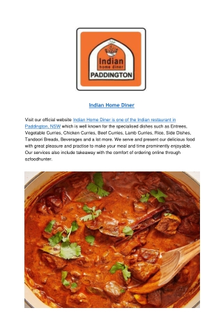 Indian Home Diner Paddington takeaway, NSW - 15% Off