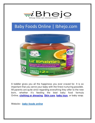 Baby Foods Online | Ibhejo.com