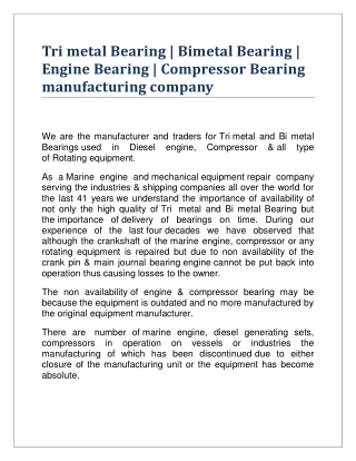 Tri metal Bearing | Bimetal Bearing | Engine Bearing | Compressor Bearing manufa