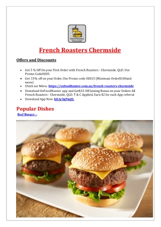 5% Off - French Roasters Burger Chermside Takeaway, QLD