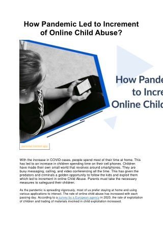 How Pandemic Led to Increment of Online Child Abuse