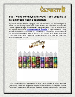 Twelve monkeys e liquid UK
