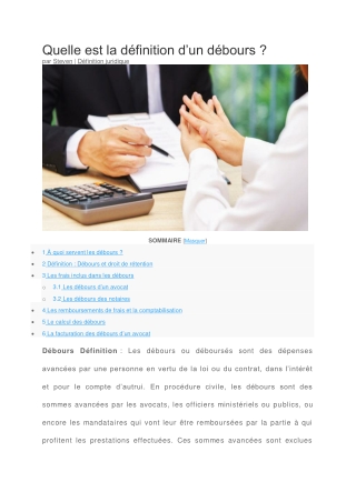 Clarificafiton d’un débours