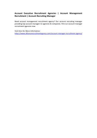 Account Executive Recruitment Agencies - Account Management Recruitment - Account Recruiting Manager