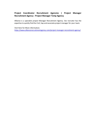 Project Manager Recruitment Agency - Project Manager Temp Agency