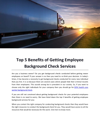 Top 5 Benefits of Getting Employee Background Check Services