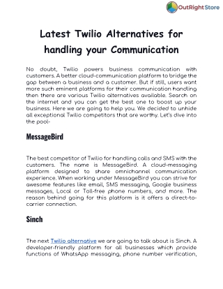 Get Aware of trending alternative of the Twilio
