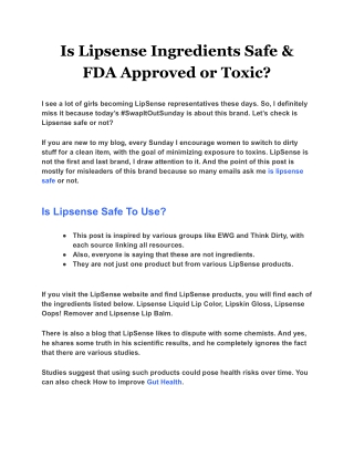 Is Lipsense Ingredients Safe & FDA Approved or Toxic_
