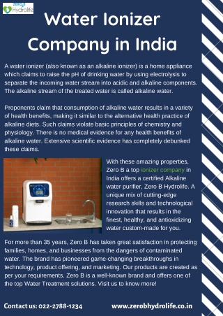 Water Ionizer Company in India