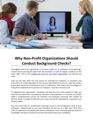 Why Non-Profit Organizations Should Conduct Background Checks